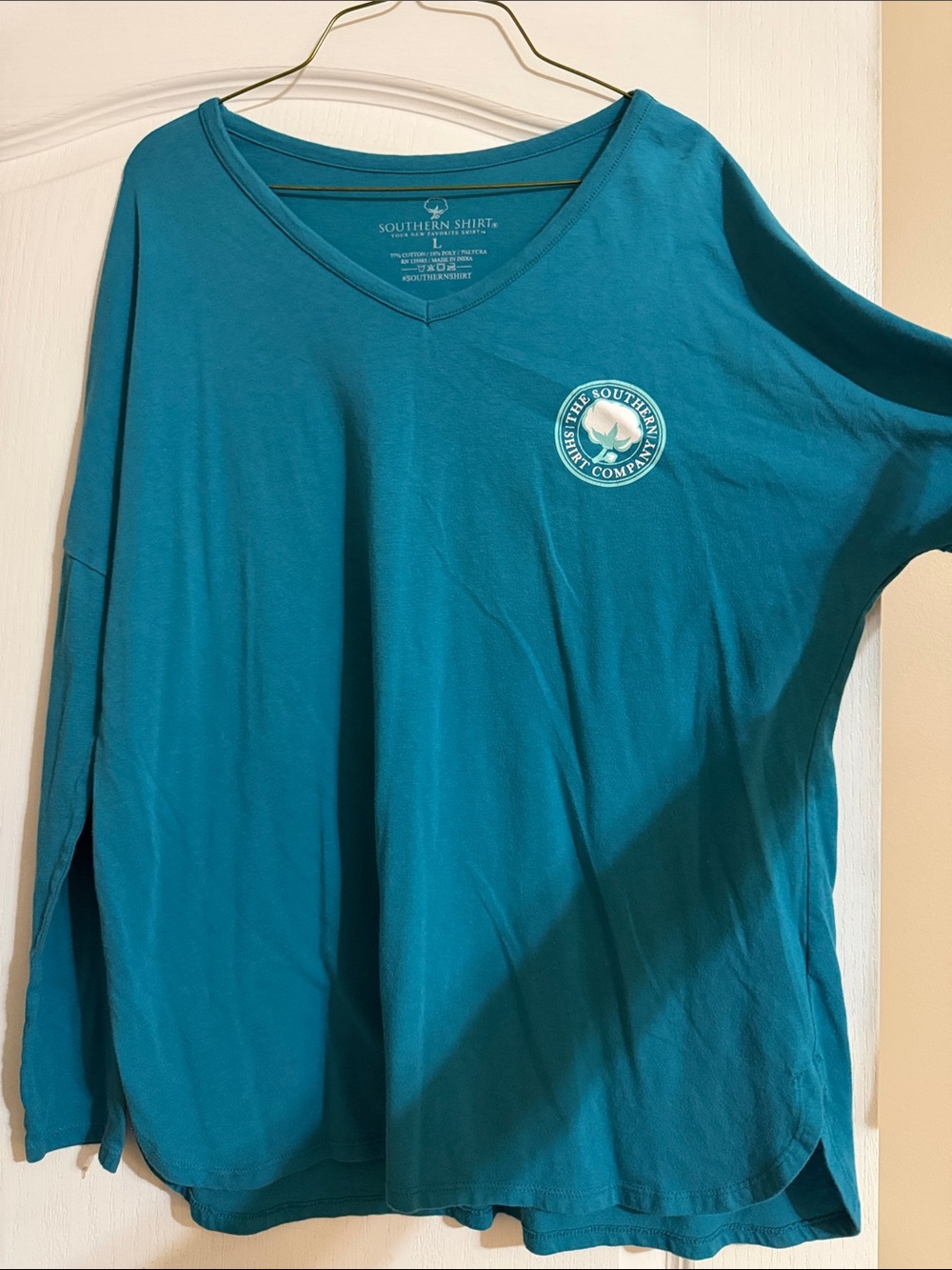 The Southern Shirt Company Teal V-Neck Long Sleeve Top